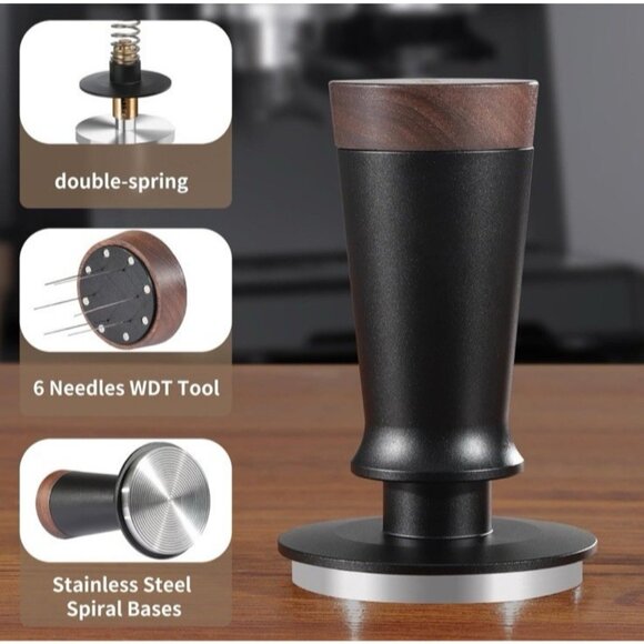 Espresso Tamper w/ WDT  Tool Coffee Tamper w/ Stainless Steel Spiral, 58mm, New - Picture 6 of 7